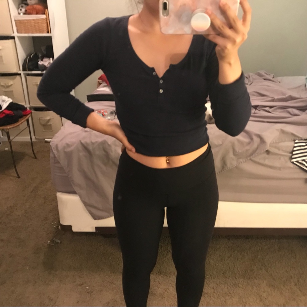 Navy blue Henley crop